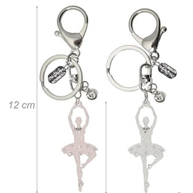 Rhinestone Ballerina Metal Keyring