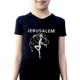 חולצה שחורה שרוול קצר JERUSALEM