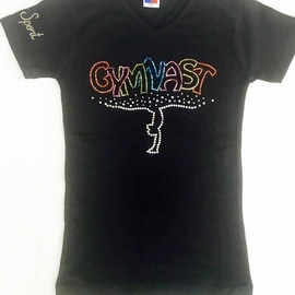 חולצה שחורה שרוול קצר  GYMNAST