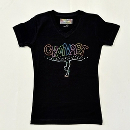 חולצה שחורה שרוול קצר  GYMNAST