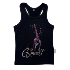גופיה שחורה מכותנה אסתר ספורט PINK GYMNAST