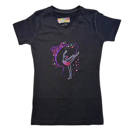 חולצה שחורה שרוול קצר PINK GYM