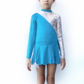 בגד גוף טורקיז טנגו זוהר עם חצאית ושרוול ארוך